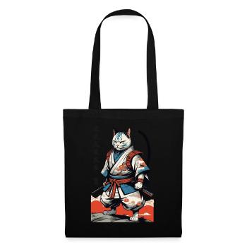 Samurai Cat Vintage Ukiyo-E Japanese - Tote Bag - black - Front
