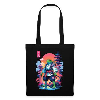 Samurai Frosch & Aesthetic Vaporwave Stil - Stoffbeutel - Schwarz - Vorne