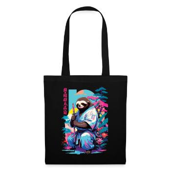 Samurai Faultier Aesthetic Vaporwave Stil - Stoffbeutel - Schwarz - Vorne