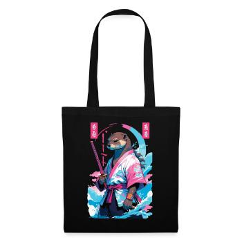 Samurai Otter Aesthetic Vaporwave Asian Style - Tote Bag - black - Front