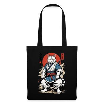 Chat Samouraï Vintage Ukiyo-E Design Japonais - Sac en tissu - noir - Devant