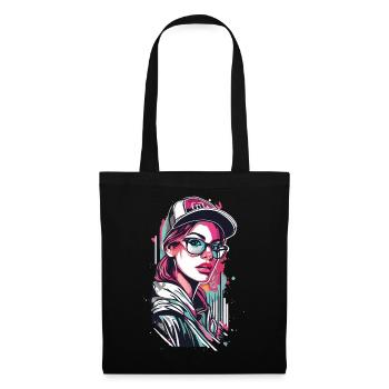 Fille urbaine dans le style Pop Art - Sac en tissu - noir - Devant