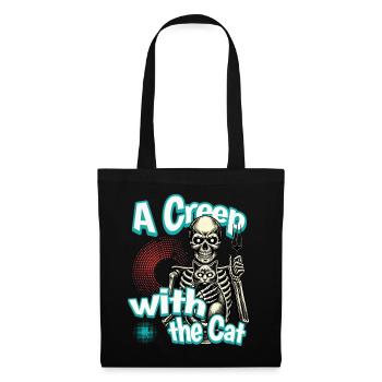 Halloween Skeleton with Cat - A Creep with the Cat - Tote Bag - black - Front