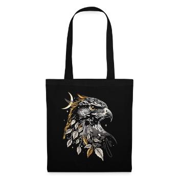Horus Falke & Mond - Magisches Herbstdesign - Stoffbeutel - Schwarz - Vorne