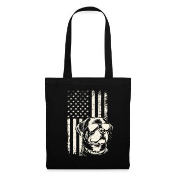 Rottweiler Patriotismus – 4. Juli und Veterans Day - Stoffbeutel - Schwarz - Vorne
