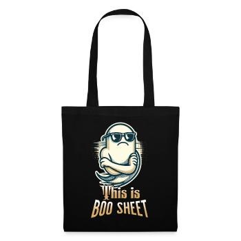 Funny Halloween Ghost With Boo Sheet Text - Tote Bag - black - Front