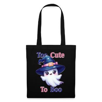 Entzückender Geist im Hexenhut – Too Cute to Boo - Stoffbeutel - Schwarz - Vorne