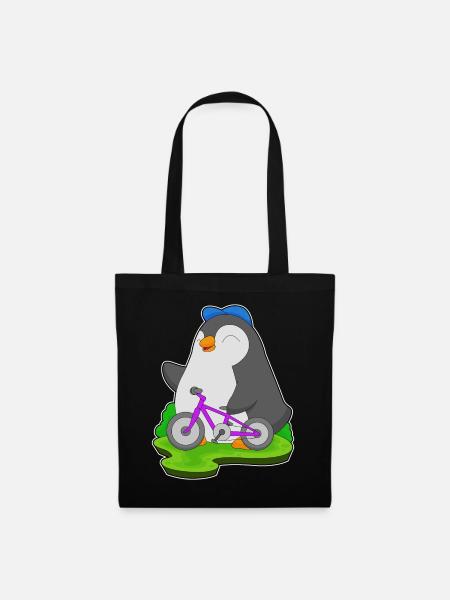 Pinguin Fahrrad - Stoffbeutel - Schwarz