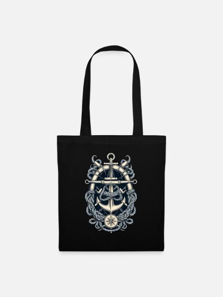 Ästhetisches Anker Design - Stoffbeutel - Schwarz