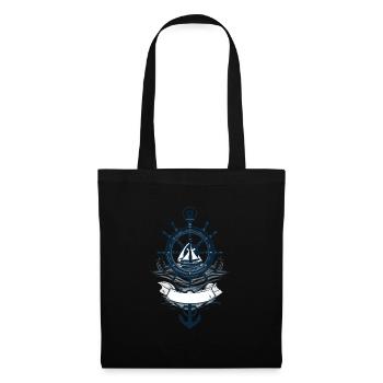 Captain Steering Wheel Anchor Sailboat Adventure - Tote Bag - black - Front