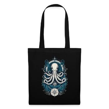 Octopus Sea Monster Fisherman Sailboat Sea - Tote Bag - black - Front