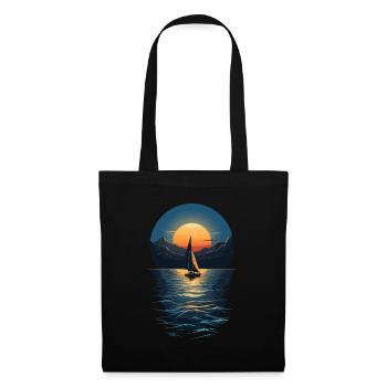 Sailboat Sunset on Lake Landscape - Tote Bag - black - Front