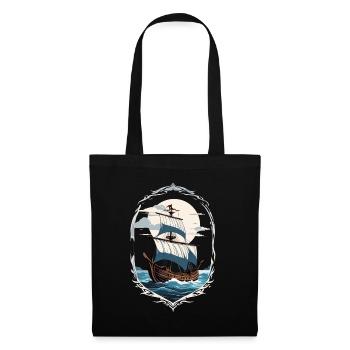 Motif de voilier aventureux - Sac en tissu - noir - Devant