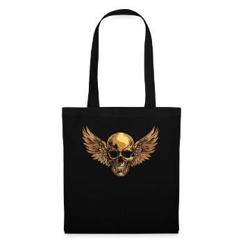 Crâne avec des ailes pour motards – Style de luxe noble - Sac en tissu - noir - Devant