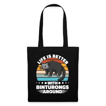 Binturong raton laveur ours rampant chat rampant - Sac en tissu - noir - Devant