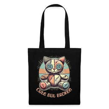 Psychopathe mental Chat mignon mais cassé - Sac en tissu - noir - Devant