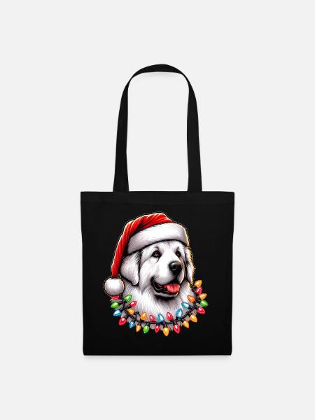 Great Pyrenees Hund Weihnachtsmütze Xmas - Stoffbeutel - Schwarz