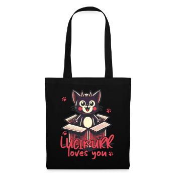Lycipurr Loves You Cat Illustration - Tote Bag - black - Front