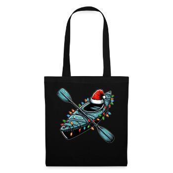 Kajakfahren Kajakfahrer Weihnachtsmütze Xmas - Stoffbeutel - Schwarz - Vorne