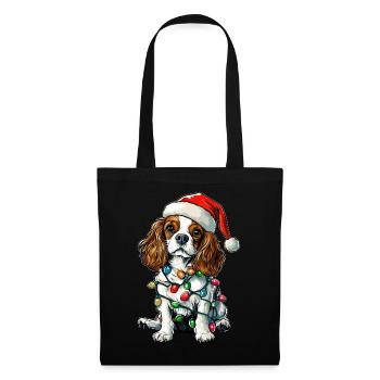King Charles Cavalier Dog Santa Hat Xmas - Tote Bag - black - Front