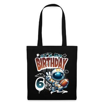 Astronaute 6e anniversaire Football - Sac en tissu - noir - Devant