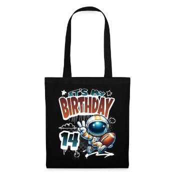 Astronaut 14th Birthday Football - Tote Bag - black - Front
