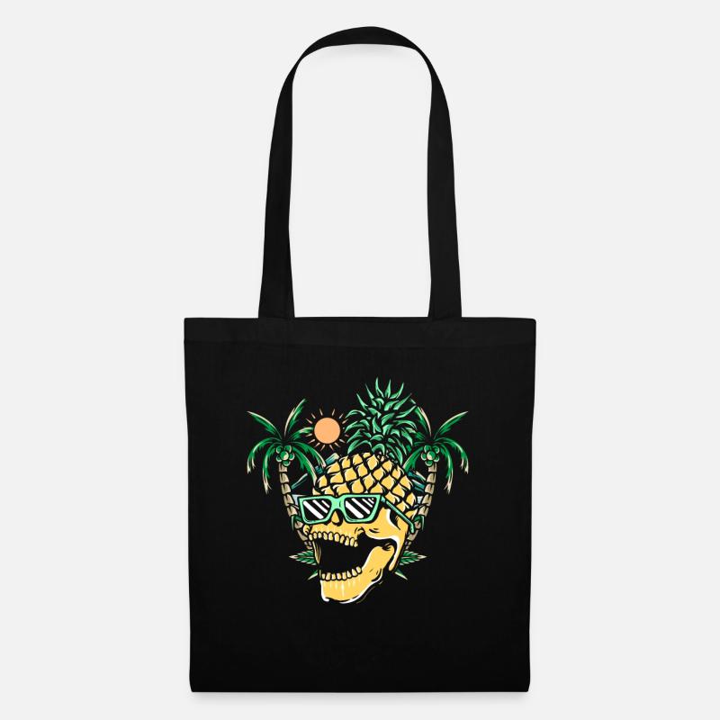 Funny pineapple skull - Stoffbeutel - Schwarz