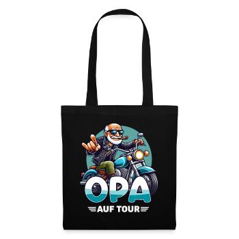 Cooler Opa Auf Tour Motorrad Biker Großvater - Stoffbeutel - Schwarz - Vorne