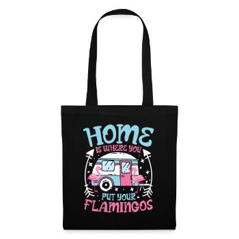 home is where you put your flamingos - Stoffbeutel - Schwarz - Vorne