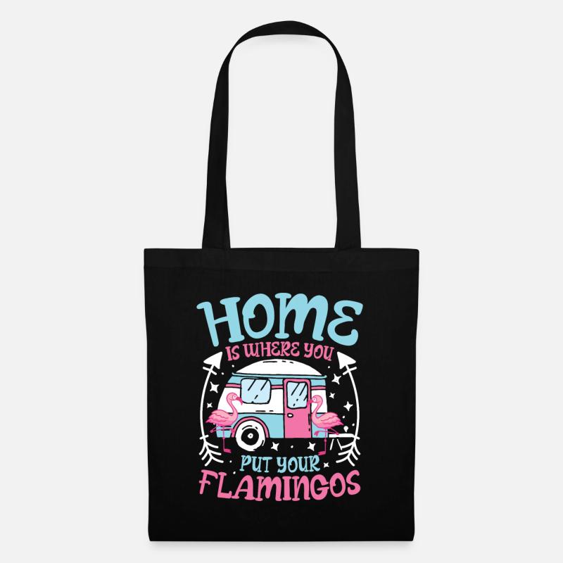 home is where you put your flamingos - Stoffbeutel - Schwarz