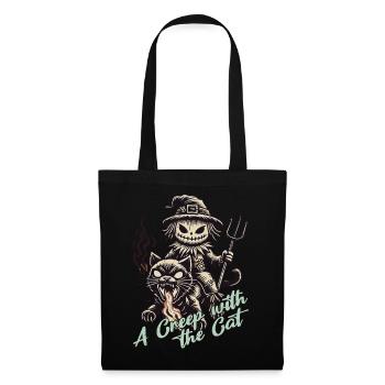 Balade effrayante avec le chat Halloween - Sac en tissu - noir - Devant