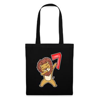 Motif Lion 7ème Anniversaire - 7 ans - Sac en tissu - noir - Devant