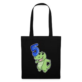 5th Birthday Motif Crocodile - 5 years - Tote Bag - black - Front