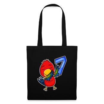 7ème anniversaire motif perroquet - 7 ans - Sac en tissu - noir - Devant