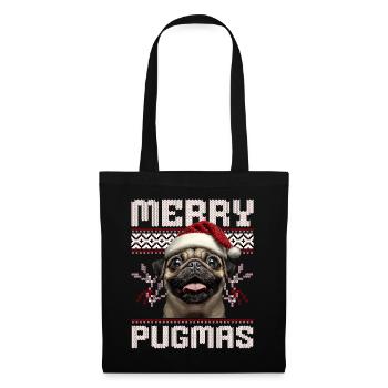 Merry Pugmas Mops Ugly Christmas Outfit - Stoffbeutel - Schwarz - Vorne