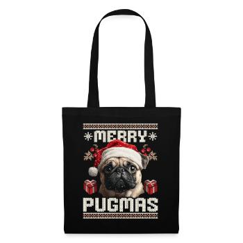 Merry Pugmas Pug in Ugly Christmas Style - Tote Bag - black - Front