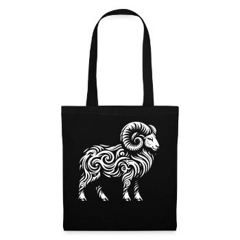 Bélier tribal - Sac en tissu - noir - Devant