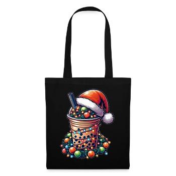 Bubble Tea Boba Thé au lait Père Noël - Sac en tissu - noir - Devant