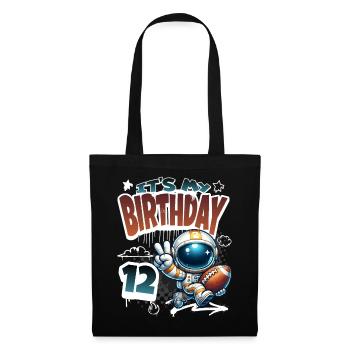 Astronaute 12e anniversaire Football - Sac en tissu - noir - Devant