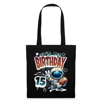 Astronaut 15th Birthday Football - Tote Bag - black - Front