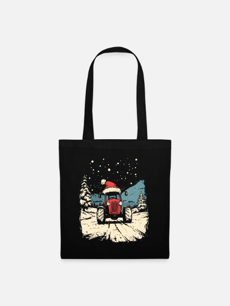 Traktor Weihnachten Bauer Weihnachtsmütze Landwirt - Stoffbeutel - Schwarz