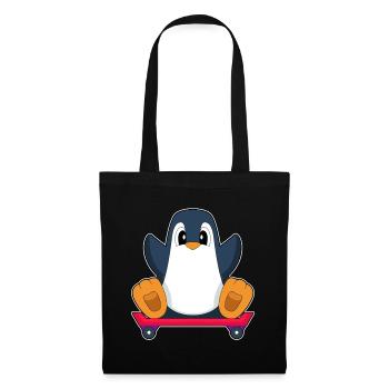 Pinguin Skater Skateboard - Stoffbeutel - Schwarz - Vorne
