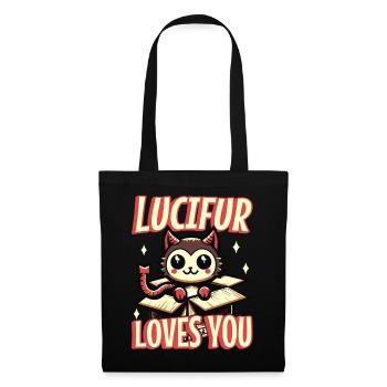 Lucifur t’aime dessin animé chat diable - Sac en tissu - noir - Devant
