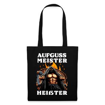 Aufguss Meister Heißter - Saunameister - Stoffbeutel - Schwarz - Vorne