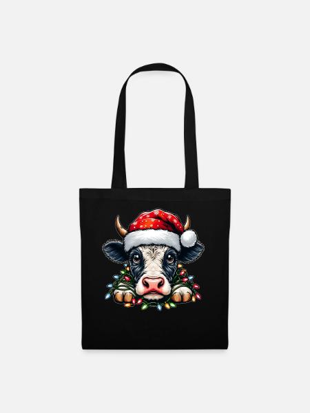 Niedliche Kuh Bauernhof Landwirt Weihnachten Hut X - Stoffbeutel - Schwarz