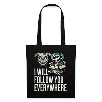 Je te suis partout chien et poupée effrayants - Sac en tissu - noir - Devant