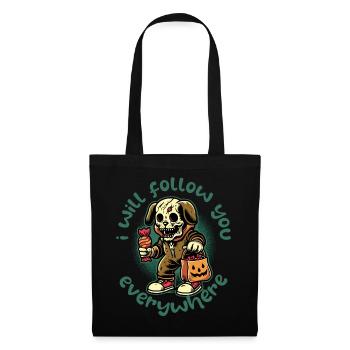 Effrayant Halloween squelette chien harceleur - Sac en tissu - noir - Devant