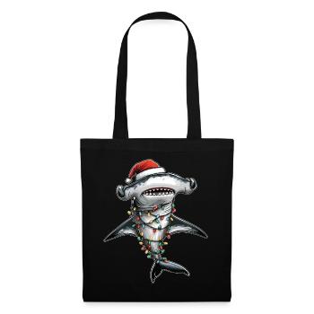 Hammerhai Weihnachtsmütze Xmas - Stoffbeutel - Schwarz - Vorne