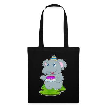 Gâteau d’anniversaire d’éléphant - Sac en tissu - noir - Devant