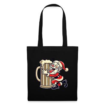 Santa Claus hugging giant beer glass - Tote Bag - black - Front